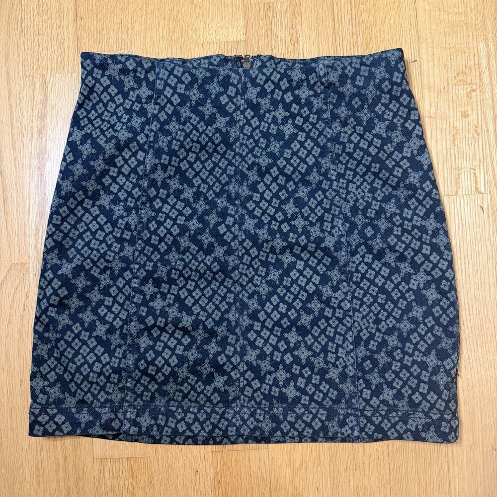 Free People Modern Femme Stretch Mini Skirt Indigo Combo 10 Zip Stretch Grunge
